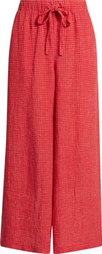 Eileen Fisher Windowpane Check Wide Leg Ankle Pants