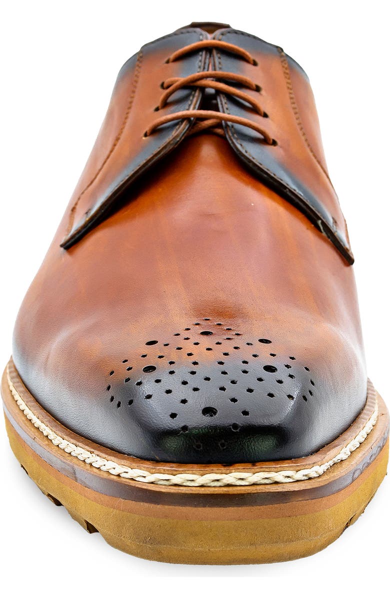 Mezlan Lug Sole Brogue Medallion Derby, Alternate, color, Mahogany