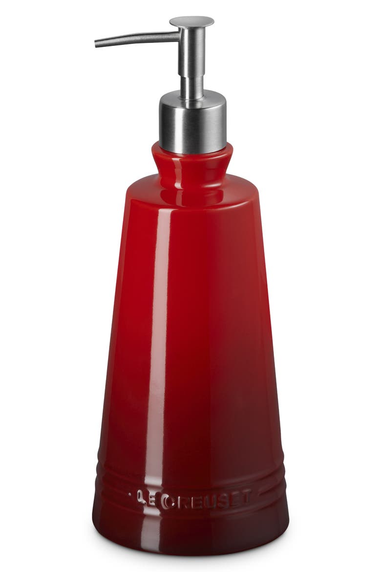Signature Stoneware Soap Dispenser, Main, color, CERISE