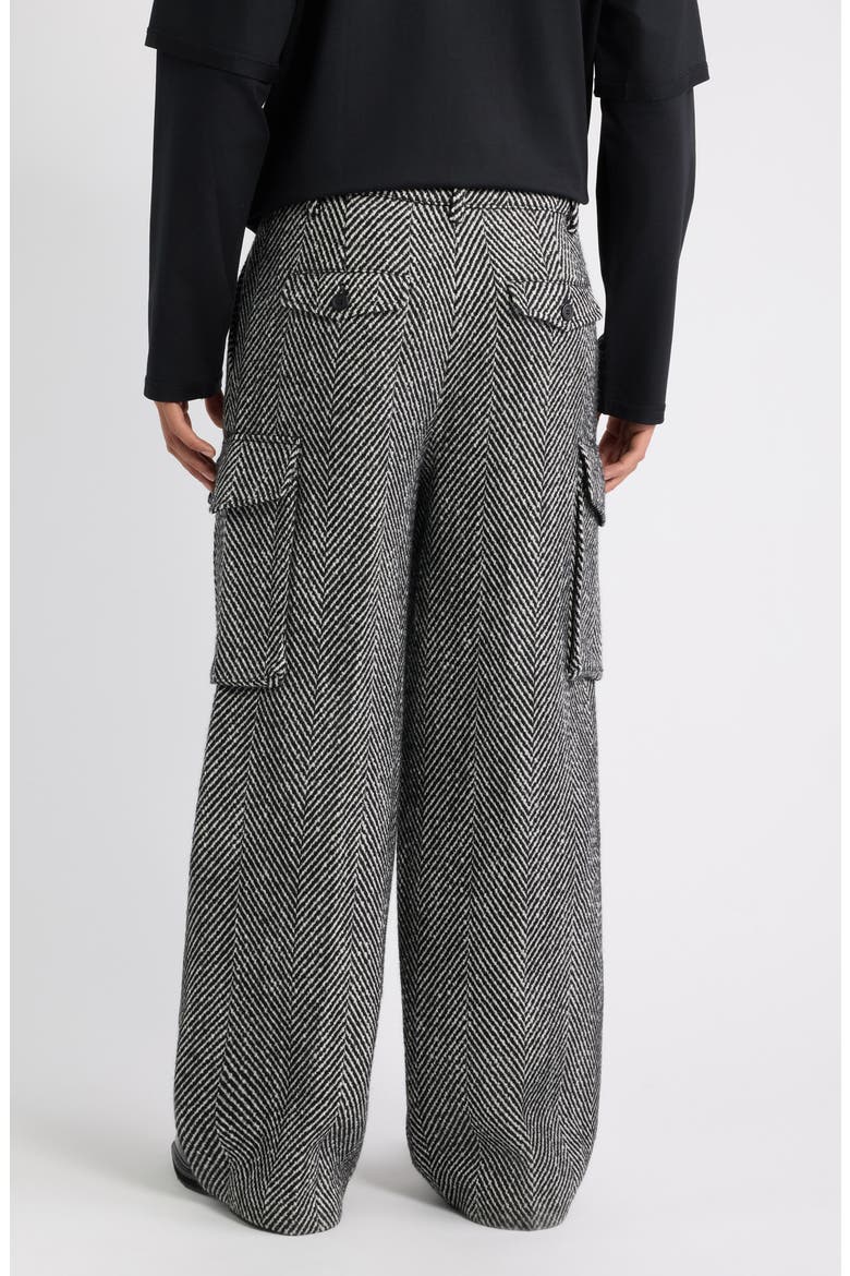 Herringbone Cargo Pants, Alternate, color, BLACK