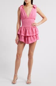 LoveShackFancy Soira Smocked Tiered Cotton Minidress
