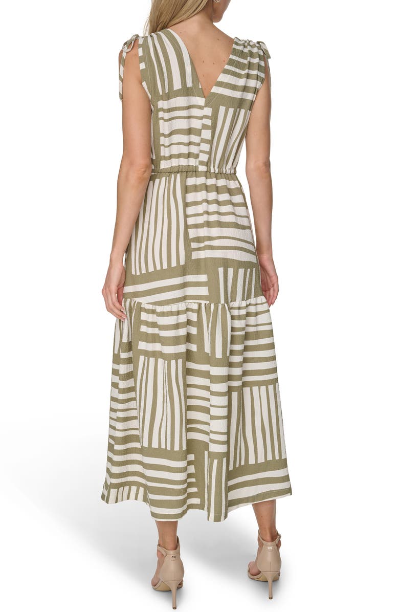 Calvin Klein Gauz A-Line Maxi Dress, Alternate, color, Light Olive/ Cream