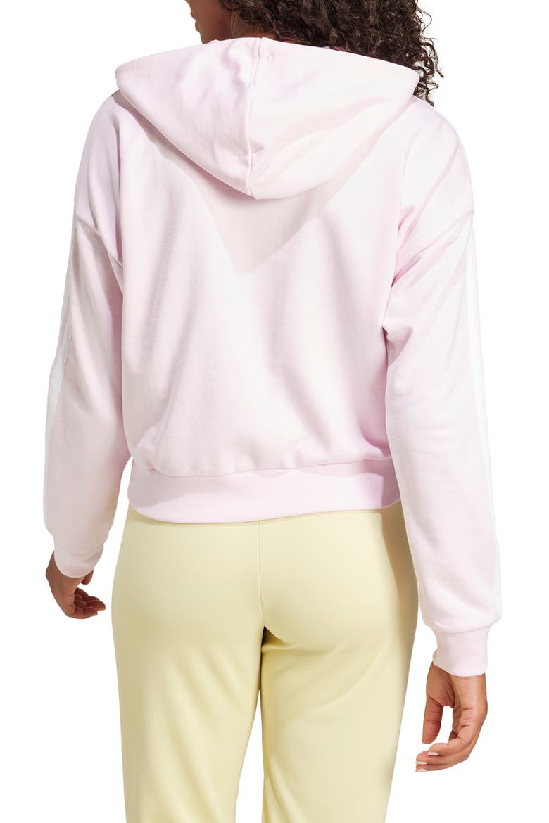 3-Stripes French Terry Full Zip Hoodie, Alternate, color, CLEAR PINK/ WHITE