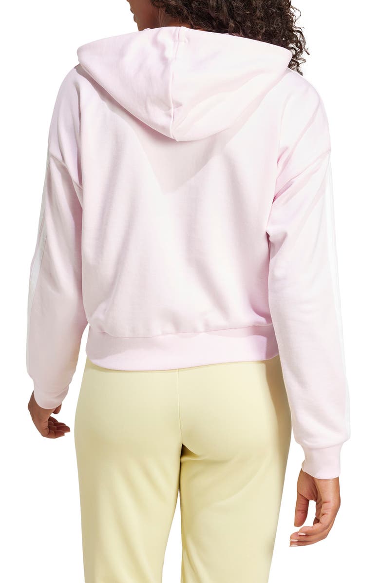 adidas 3-Stripes French Terry Full Zip Hoodie, Alternate, color, Clear Pink/ White