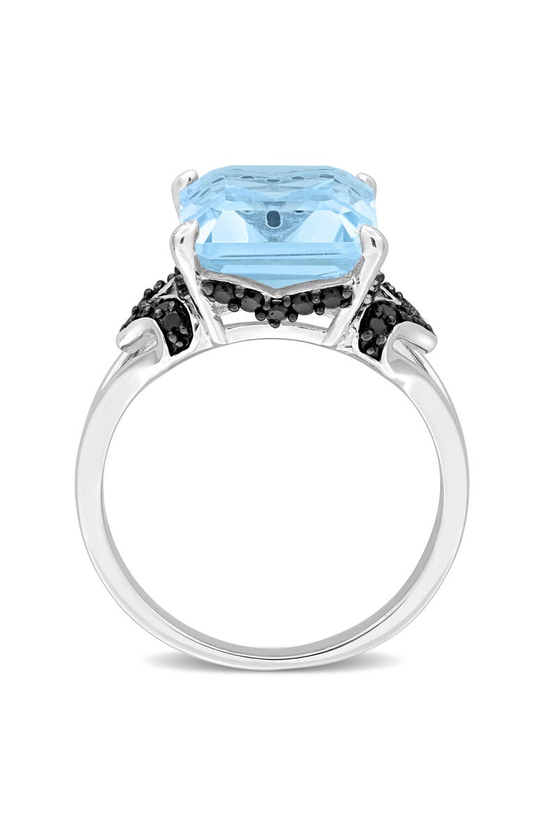 DELMAR Sterling Silver Sky Blue Topaz & Black Sapphire Ring, Alternate, color, Blue