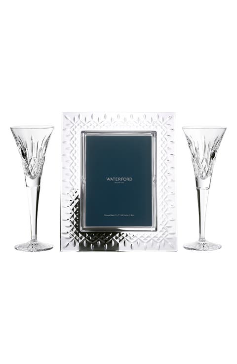 Lismore Crystal Picture Frame & Flutes Set