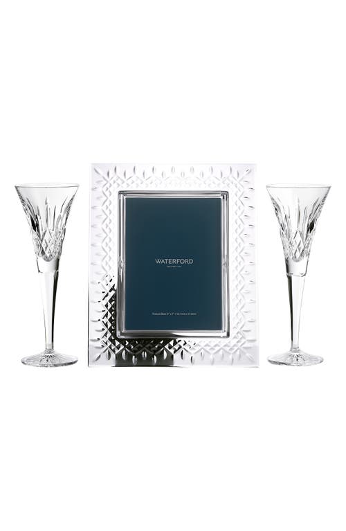 Waterford Lismore Crystal Picture Frame & Flutes Set In Transparent
