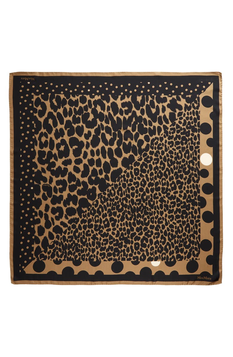 Max Mara Leopard Print & Polka Dot Silk Scarf, Main, color,