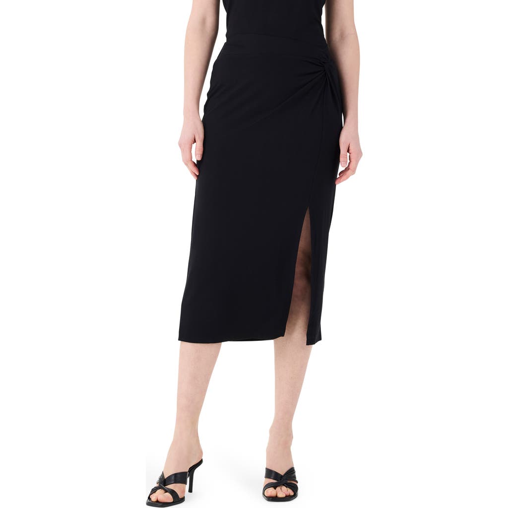 Nic + Zoe Nic+zoe Twist Waist Jersey Midi Skirt In Black Onyx