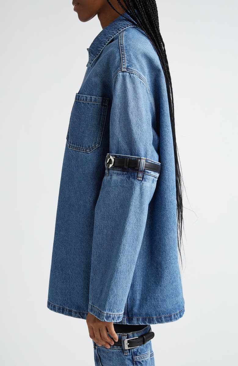 Coperni Belted Elbow Denim Jacket, Alternate, color, 
