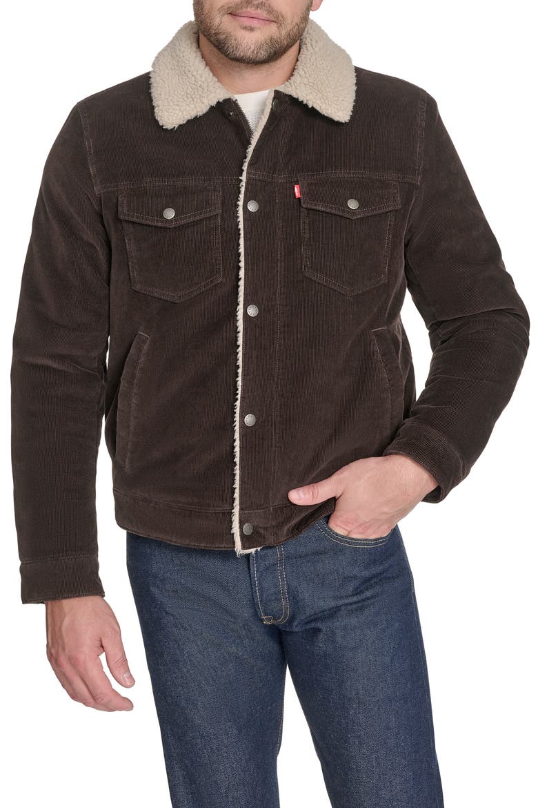 Corduroy & Faux Shearling Depot Jacket, Main, color, CHOCOLATE BROWN