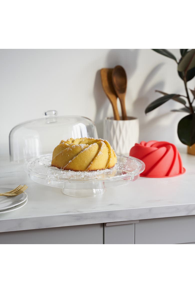 Multi-Functional Acrylic Server with Bundt Cake Mold, Alternate, color, Clear
