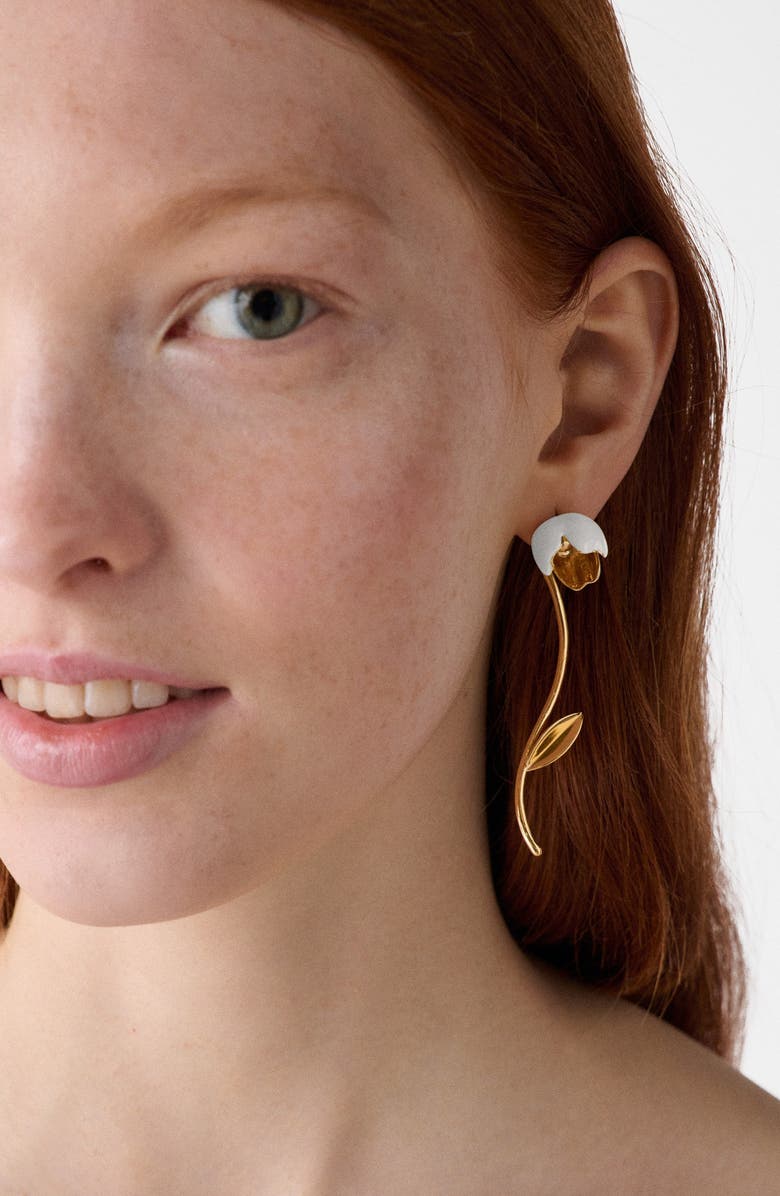 Kate Spade New York floral statement drop earrings, Alternate, color, White.