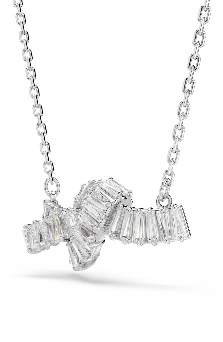 Swarovski Matrix Knot Pendant Necklace, Alternate, color, White/ Silver