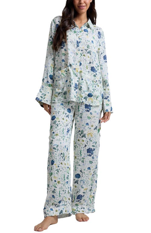 Lily And Lionel London Evie Long Sleeve Print Pajama Set In Blue