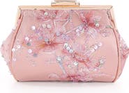 Jewel Badgley Mischka Iris Floral Embroidered and Sequin Signature Pouch Clutch