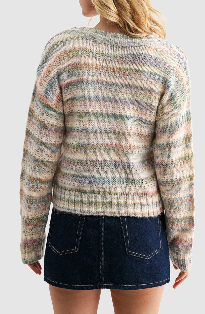 Lush Stripe Button Front Crop Cardigan, Alternate, color, Neu Multi