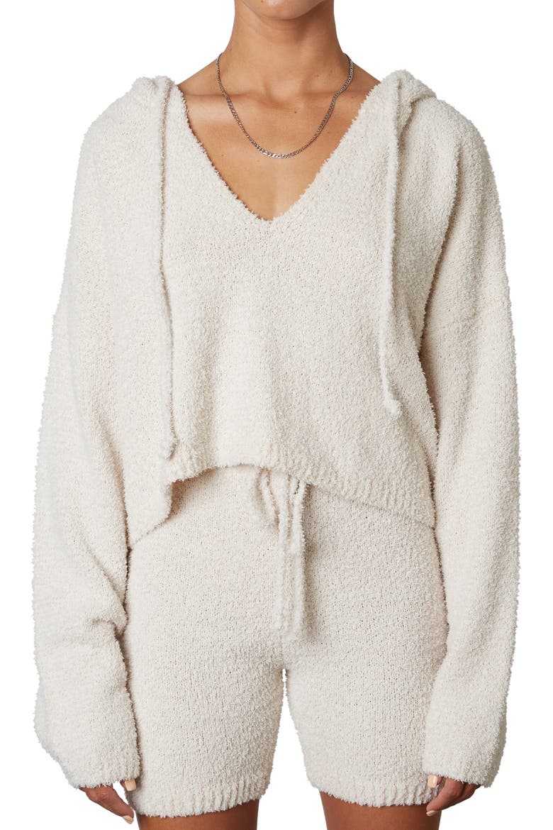 Notched Neckline Hoodie, Main, color, NATURAL
