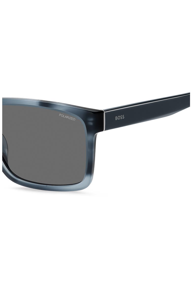 59mm Polarized Rectangular Sunglasses, Alternate, color, BLUE HORN