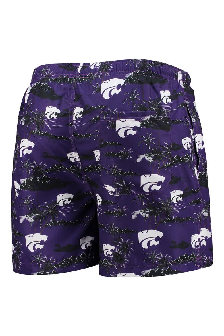 Men's FOCO Purple Kansas State Wildcats Island Palm Swim Trunks, Alternate, color, Purple