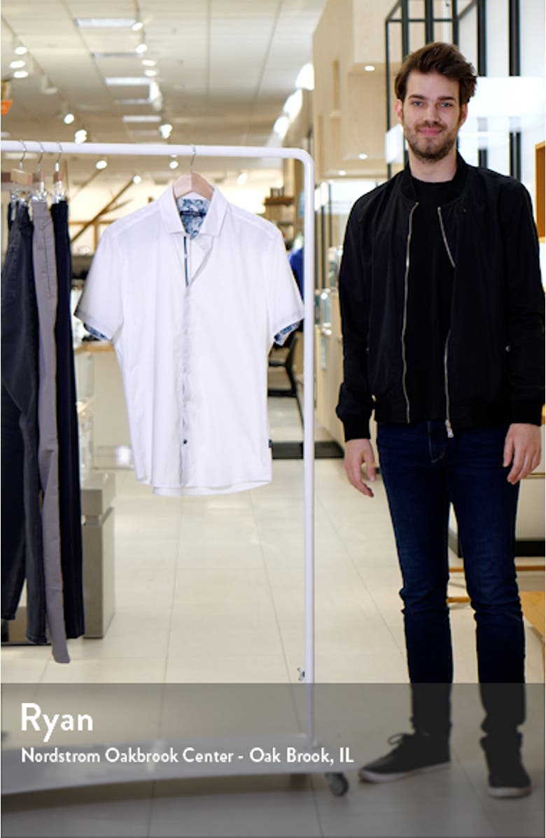 Solid DryTouch<sup>®</sup> Slim Fit Short Sleeve Twill Button-Up Shirt, sales video thumbnail