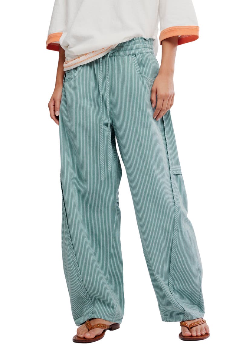 Something Good Pinstripe Cotton Drawstring Pants, Main, color, BLUE TRELLIS COMBO