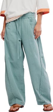 Free People Something Good Pinstripe Cotton Drawstring Pants