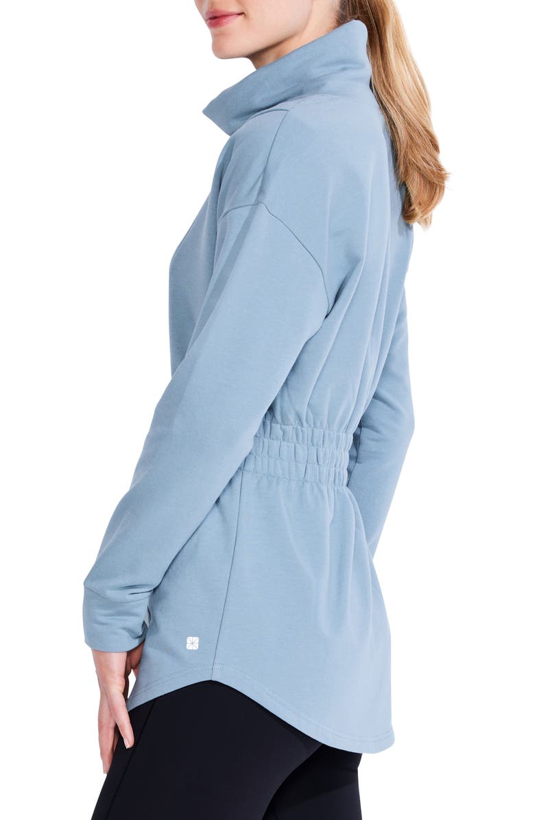 NZ ACTIVE by NIC+ZOE Smocked Brushed Turtleneck Top, Alternate, color, Mountain Air