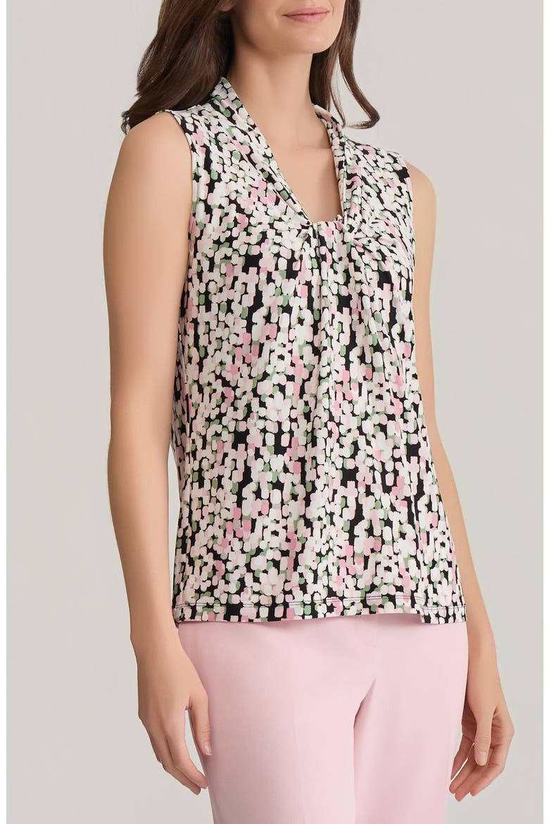 Knot Front Sleeveless Top, Alternate, color, BLACK MULTI