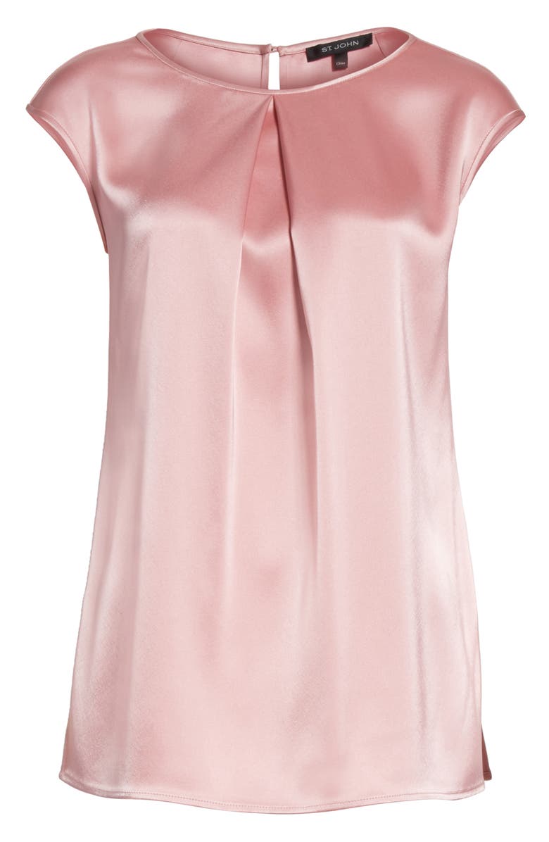 St. John Collection Pleated Liquid Satin Top, Alternate, color, 