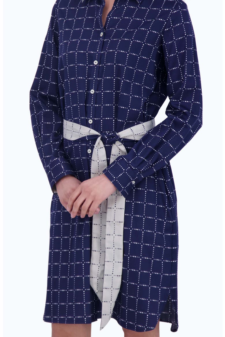 Rocca Dot Print Long Sleeve Cotton Shirtdress, Alternate, color, NAVY