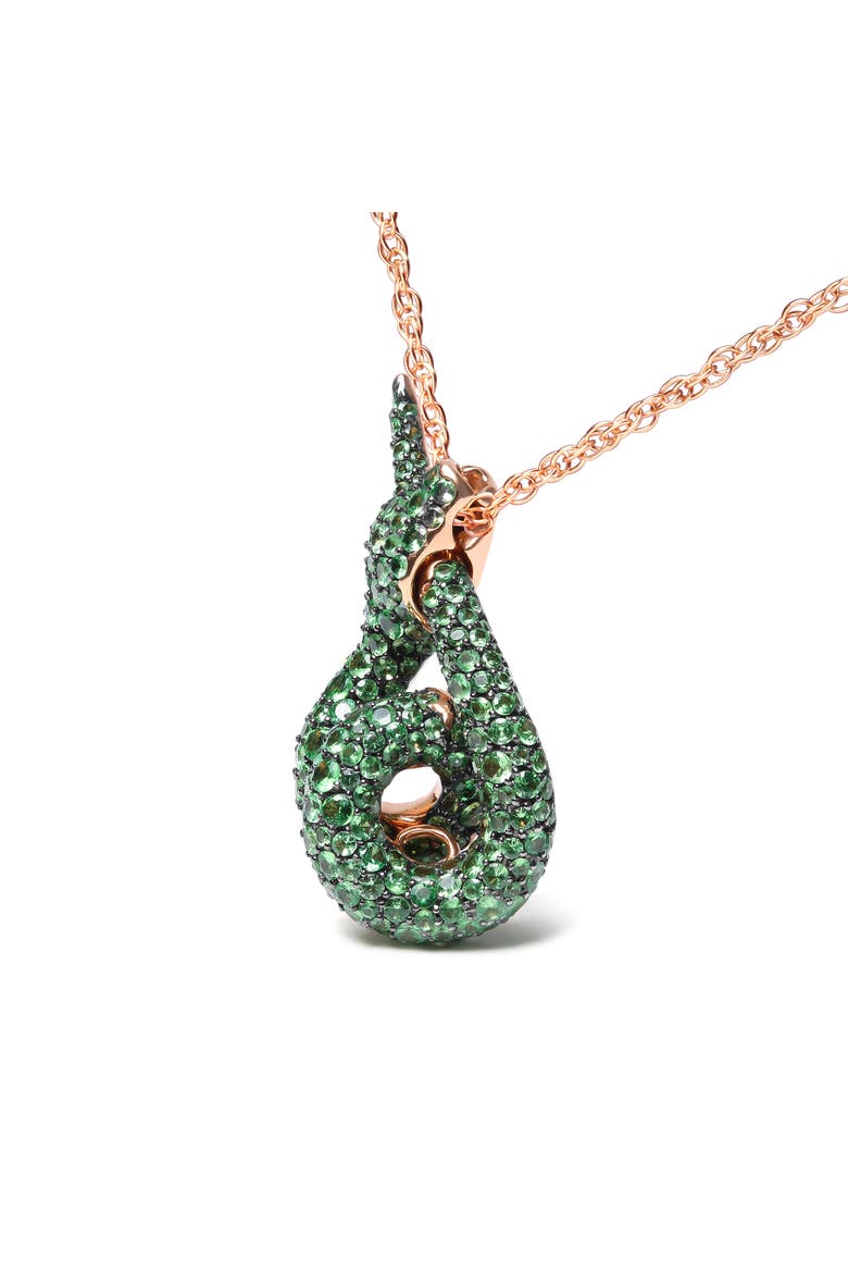 18K Gold Tsavorite Gemstone Spiral Snake Design Pendant Necklace, Alternate, color, Pink