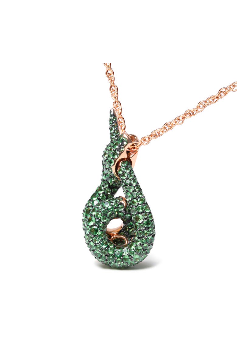 Haus of Brilliance 18K Gold Tsavorite Gemstone Spiral Snake Design Pendant Necklace, Alternate, color, Pink
