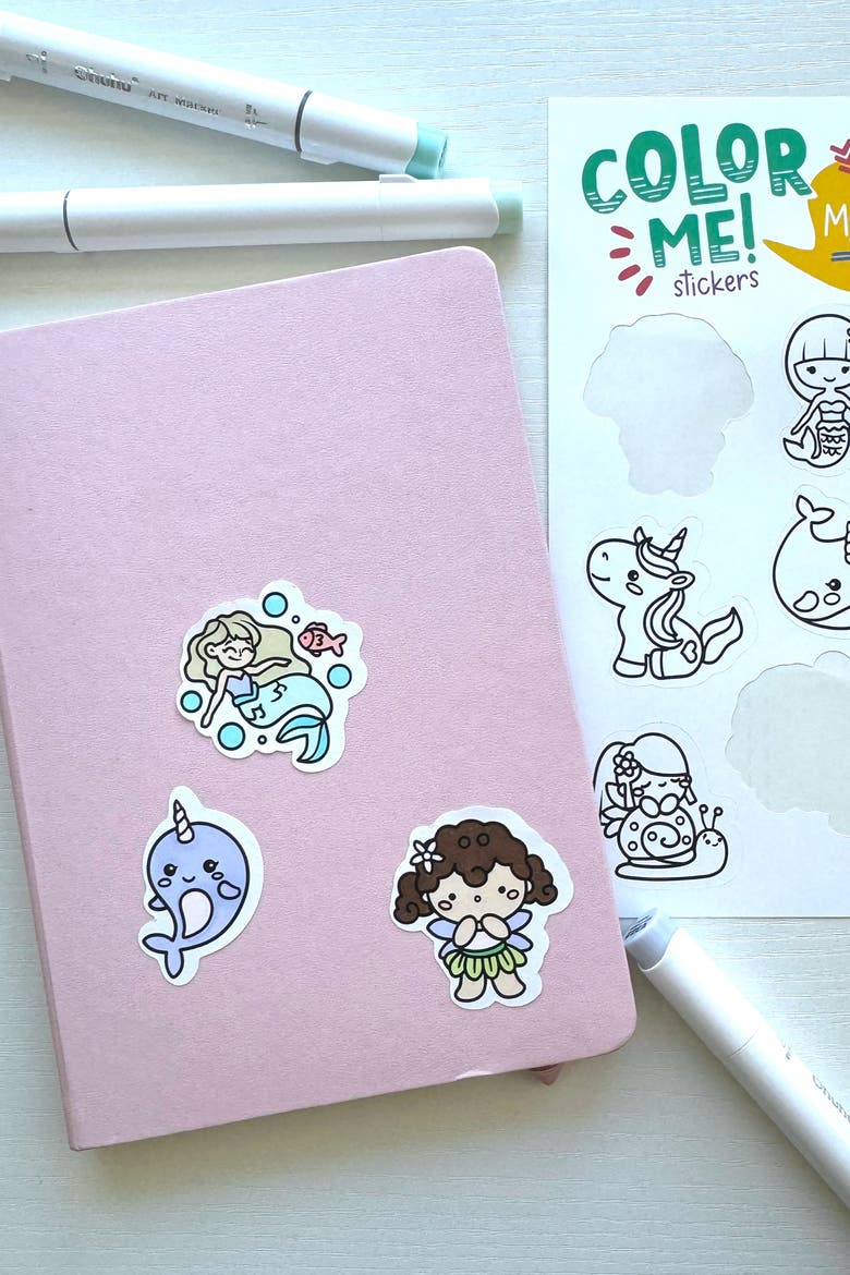 Color Your Own Sticker Pages, Alternate, color, Mythical + Magical