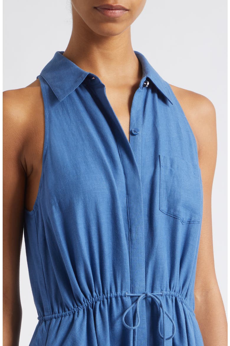 Tiana Sleeveless Linen & Cotton Shirtdress, Alternate, color, OCEAN