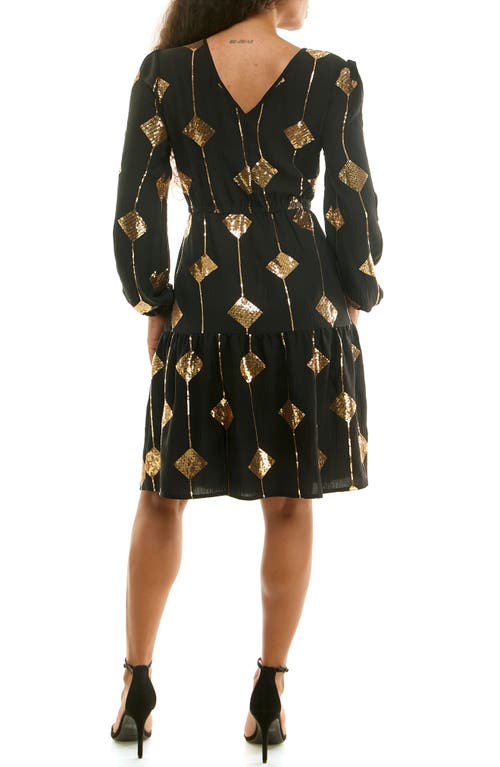 Nina Leonard Balloon Sleeve Drawstring Minidress In Animal Print