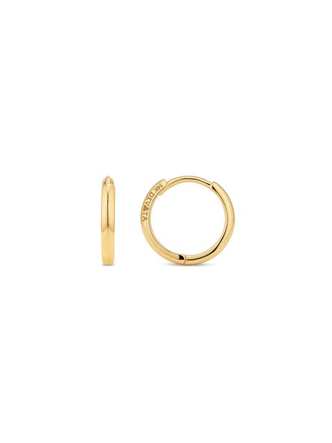 Huggie Hoop Earrings In 14k Gold, 10mm