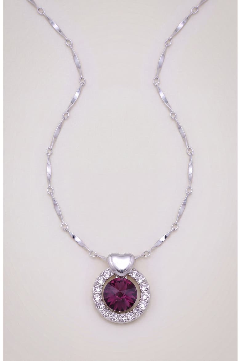 Amethyst Round Heart Accent Pendant Necklace, Main, color, Amethyst