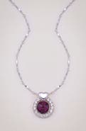 Modenaire Amethyst Round Heart Accent Pendant Necklace
