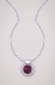 Modenaire Amethyst Round Heart Accent Pendant Necklace