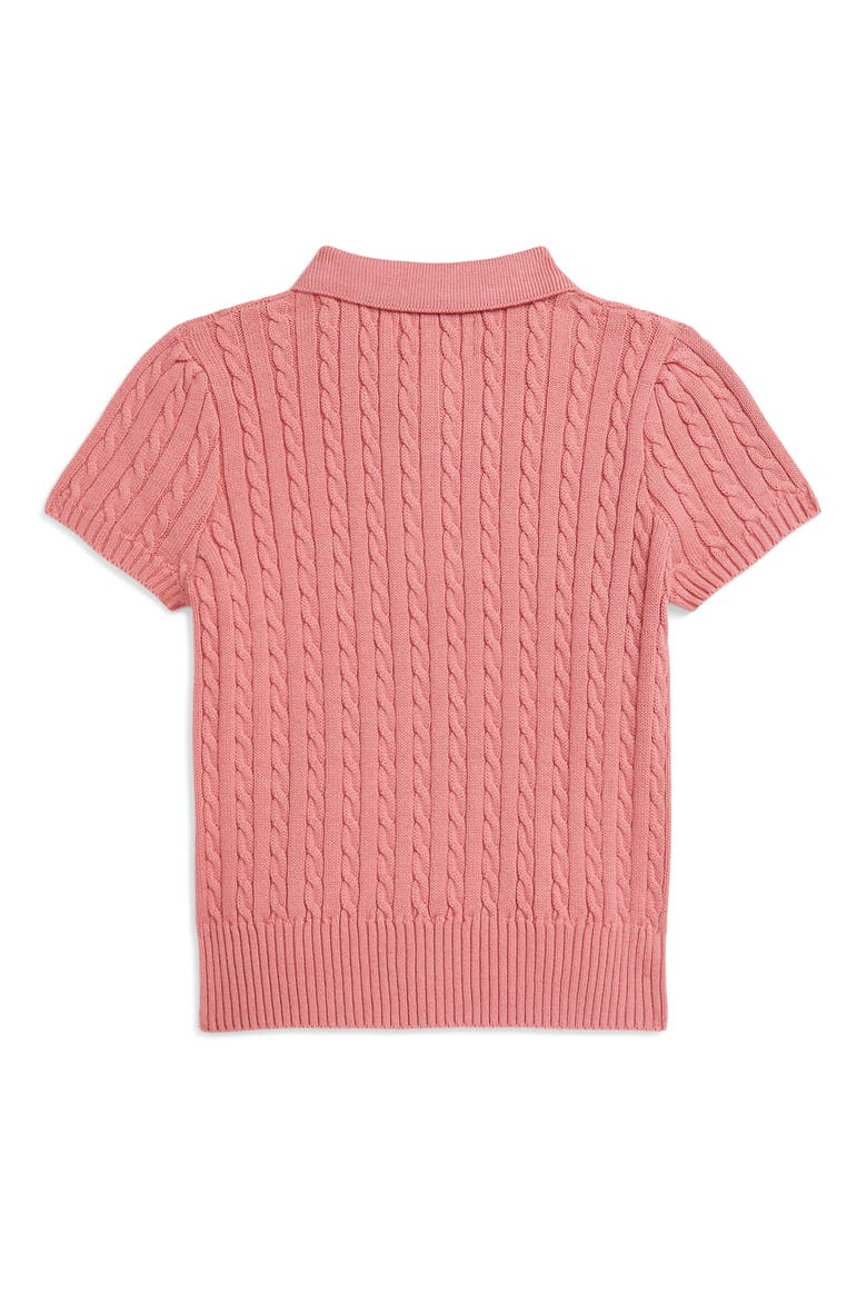 Kids' Cable Short Sleeve Cotton Sweater, Alternate, color, DESERT ROSE