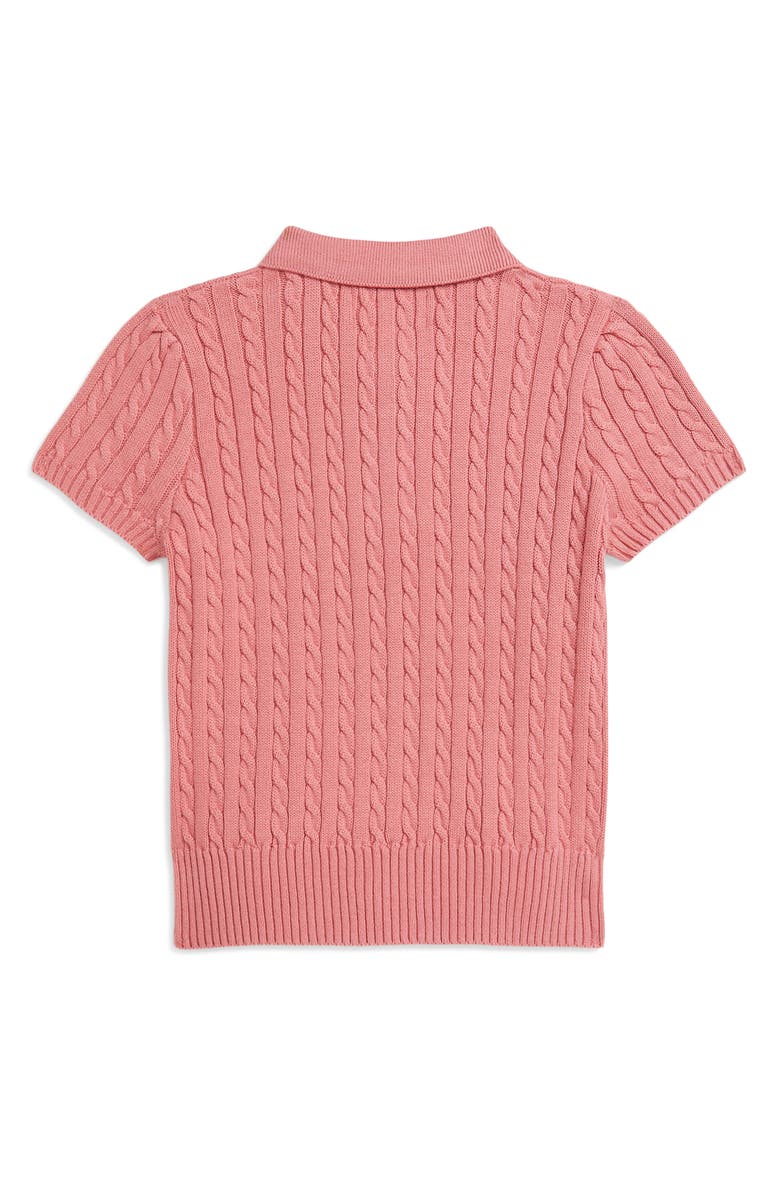 Polo Ralph Lauren Kids' Cable Short Sleeve Cotton Sweater, Alternate, color, Desert Rose