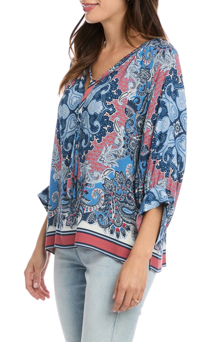 Karen Kane Blouson Sleeve Paisley Peasant Top, Alternate, color,