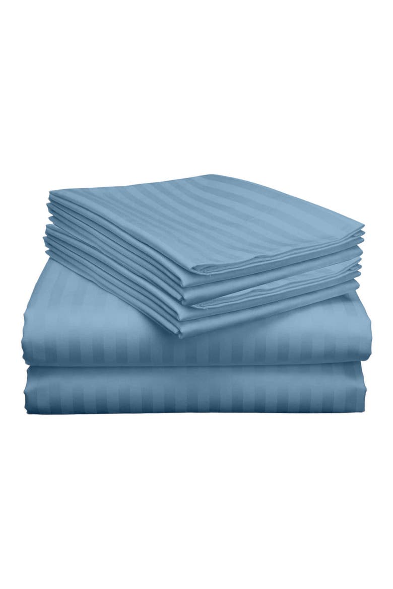 Dobby Stripe Sheet Set, Main, color, LIGHT BLUE