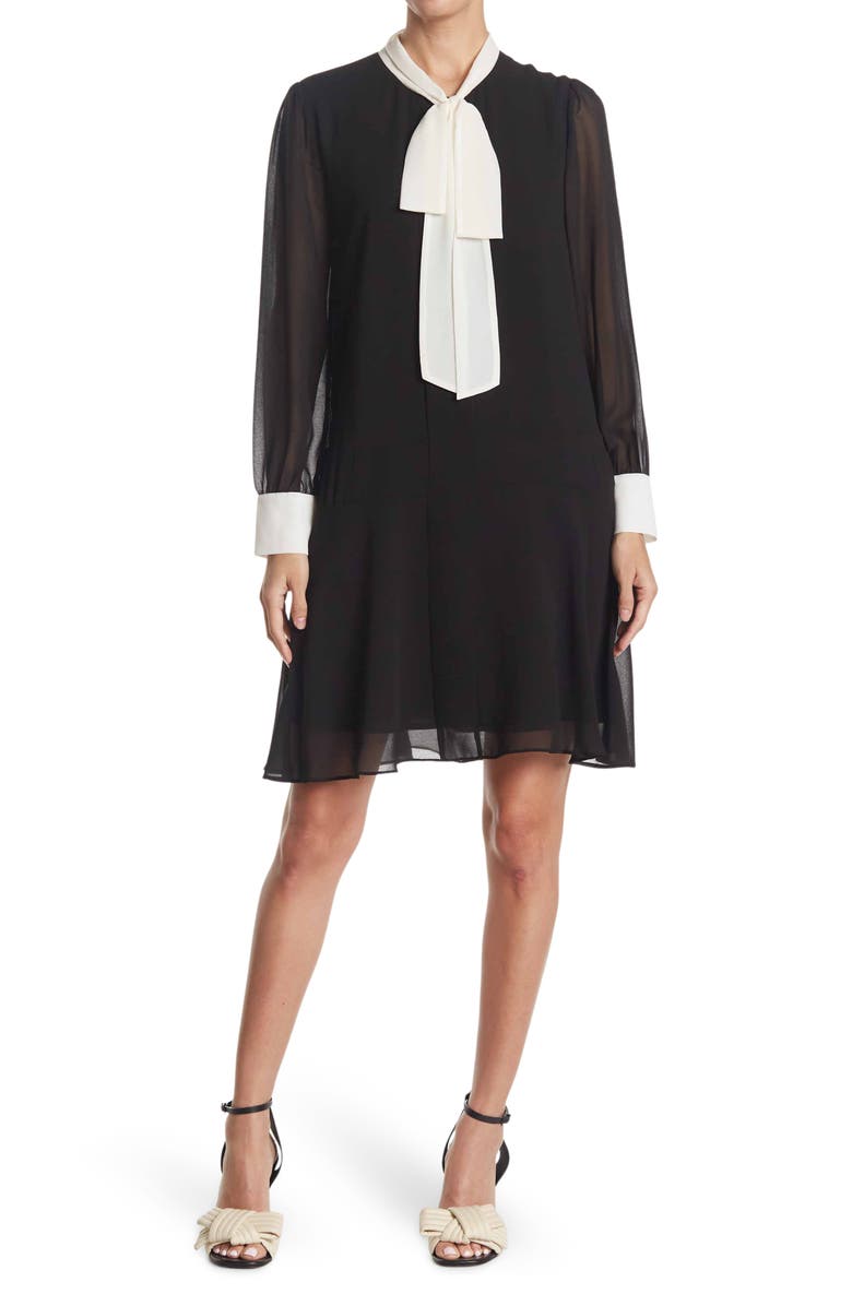 Alexia Admor Drop Waist Tie Neck Long Sleeve Dress, Main, color,