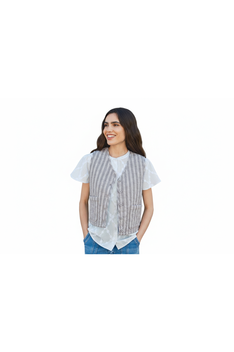 Quilted and Reversible Vest, Main, color, Scribble