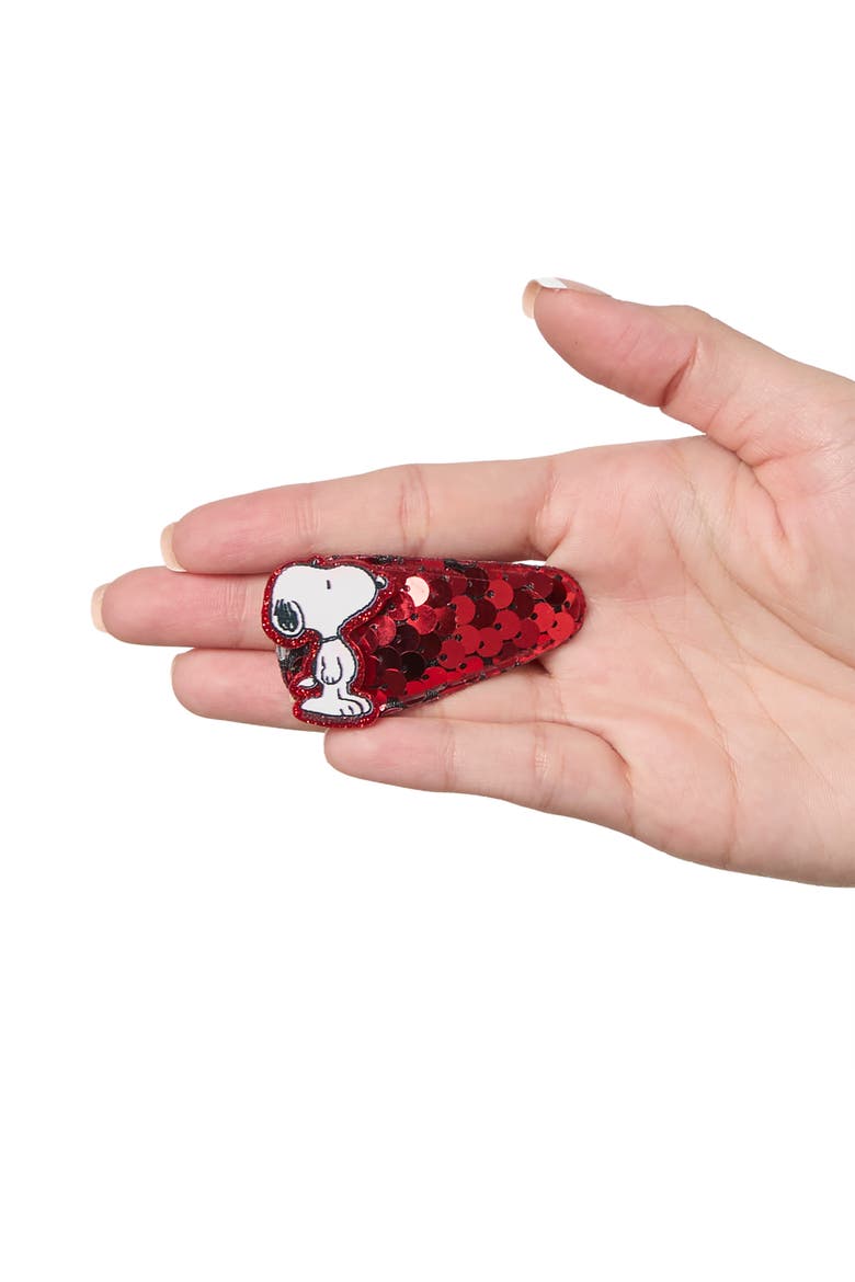 Snoopy and Woodstock Sequin Snap Back Hair Clips 8-Piece Set, Alternate, color, Multicolored
