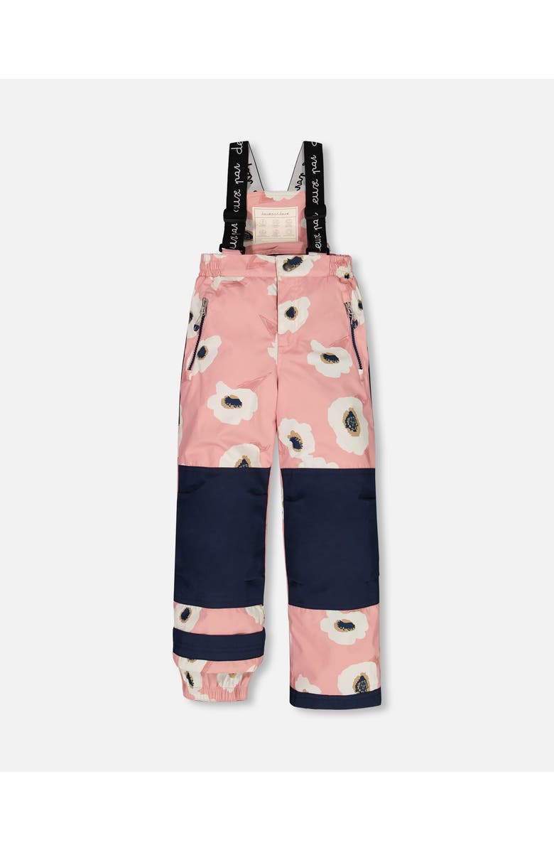 Deux par Deux Girl's Two Piece Snowsuit Allover Print Pink Printed Off White Flowers, Alternate, color,