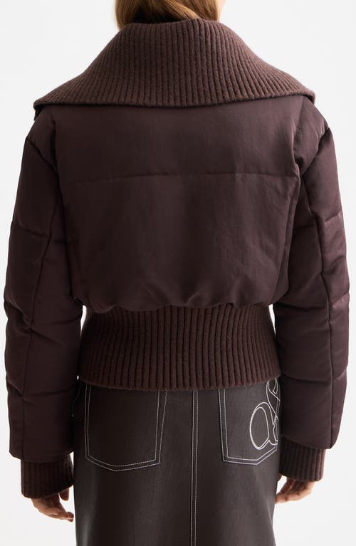Scotch & Soda Aviator Collar Puffer Jacket In Brown