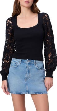 PAIGE Maya Lace Sleeve Sweater